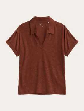 Linen bat sleeve polo - GOTS/Vegan - Tiramisu