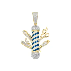 10K GOLD DIAMOND BARBER SHOP PENDANT 0.28 CT