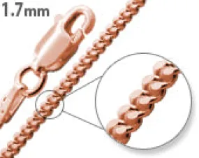 14K Rose Gold Plated Sterling Silver Curb Chain 1.7MM