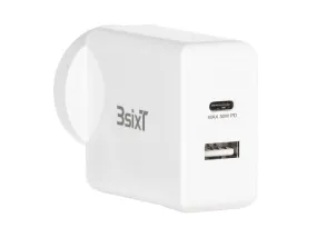 3sixT Wall Charger ANZ 30W USB-C PD   2.4A - White