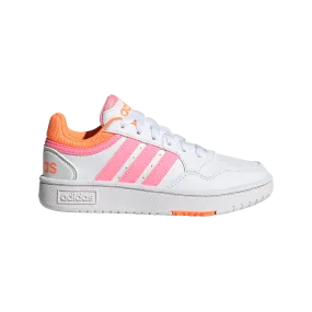 adidas Hoops 3.0 Kids Trainers - Girls - White/Beam Pink/Orange