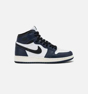 Air Jordan 1 Retro High OG Midnight Navy Grade School Lifestyle Shoe - Midnight Navy/White