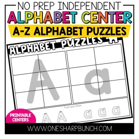 Alphabet Puzzle Activities No Prep Alphabet Centers for Kindergarten | Printable Classroom Resource | One Sharp Bunch