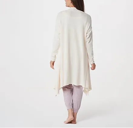 AnyBody Brushed Rib Cardigan with Highlow Hem, Wine Color