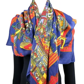 Astres et Soleils Hermes Shawl by Annie Faivre Cashmere/Silk 140cm | 55"