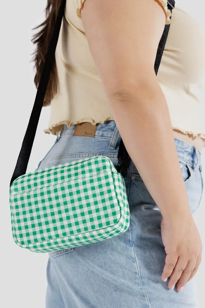 Baggu Green Gingham Camera Crossbody