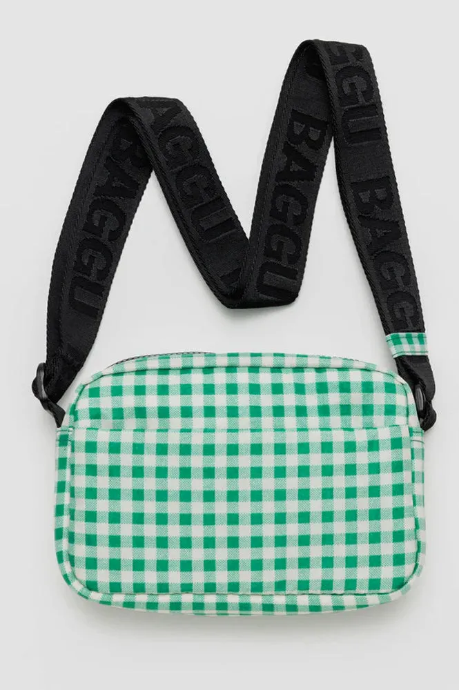 Baggu Green Gingham Camera Crossbody