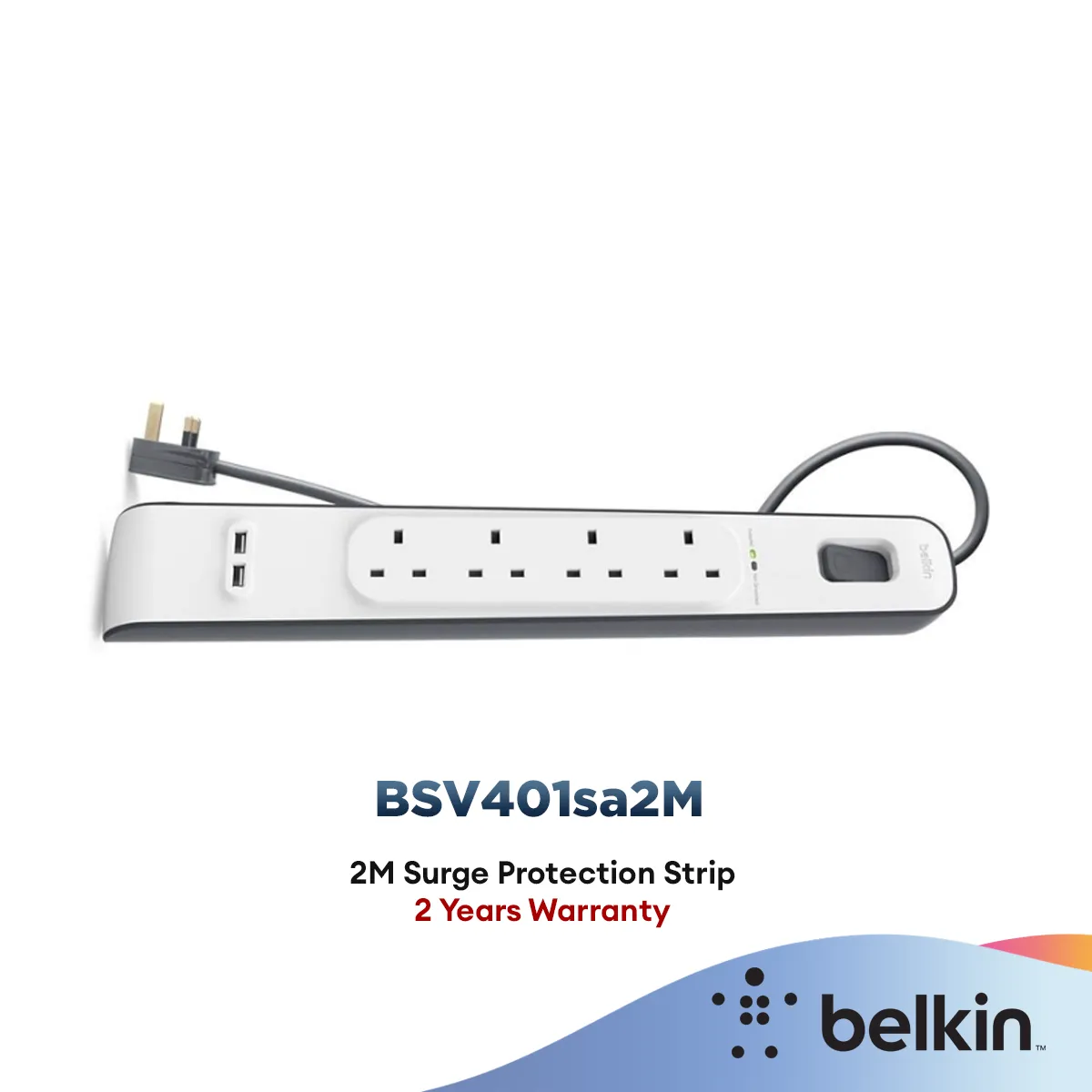 Belkin 4-Way With 2 USB Ports Surge Protector Plus BSV401sa2M