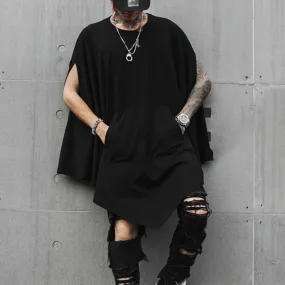 Black Costume Sleeveless Cape T-Shirt