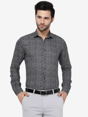 Black Multi Printed Slim Fit Party Wear Shirt | JB Studio