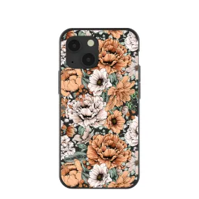 Black Peachy Peonies iPhone 13 Mini Case