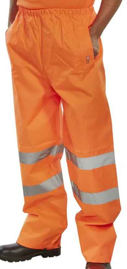 Budget Hi Vis Pvc Coated Waterproof Over Trousers En471 Class 1 - Beeswift Ten