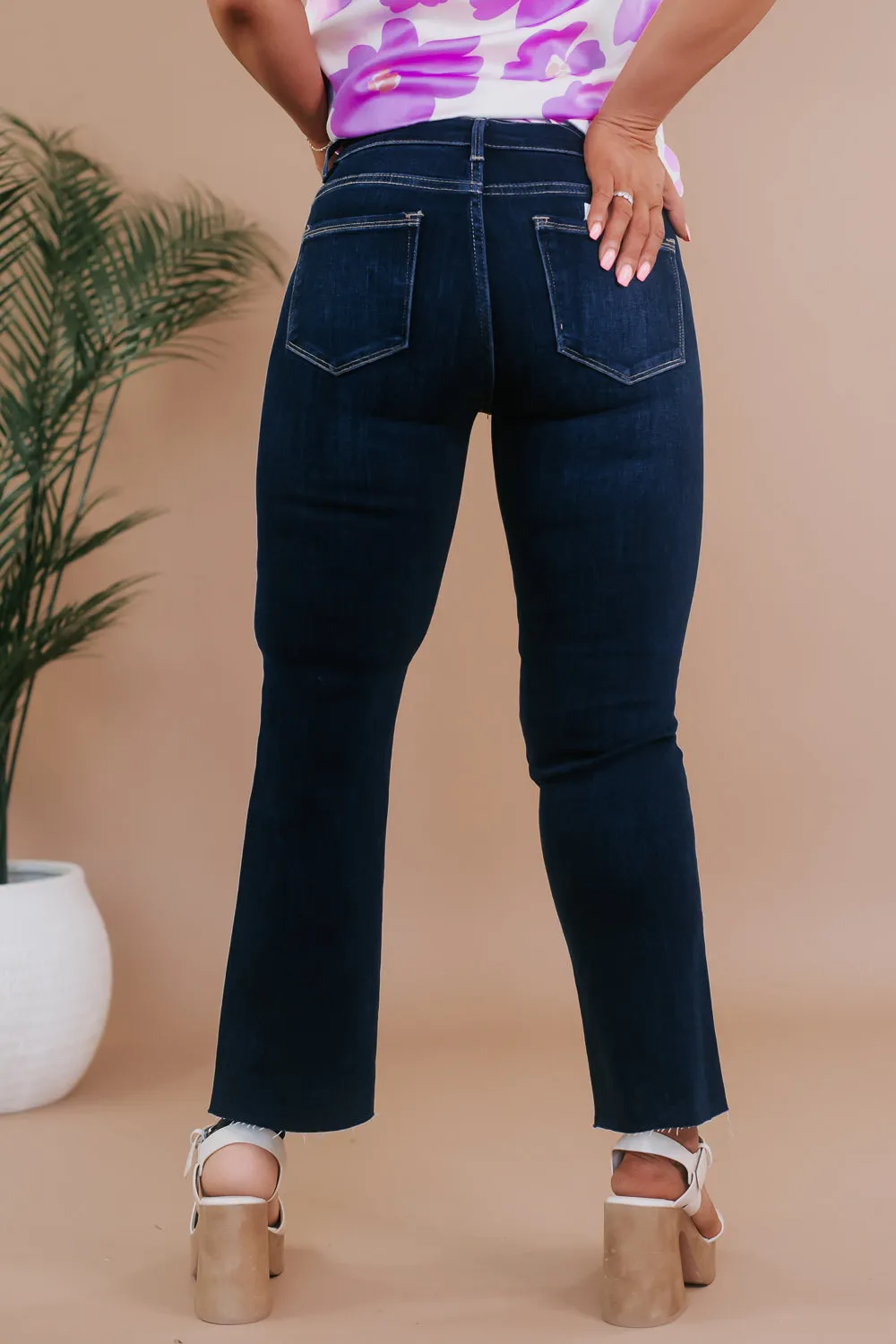 Caden Mid Rise Straight Leg Jeans, Dark Risen