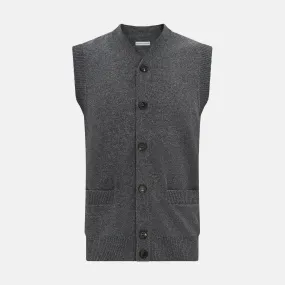 Charcoal Grey Cashmere Sleeveless Cardigan