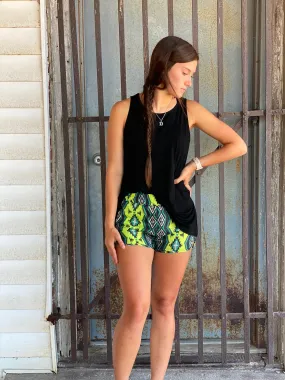 Crazy Train Neon Aztec Mom Tucket Shorts