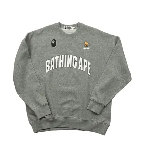 Grey A Bathing Ape (BAPE) Busy Works College Sweatshirt - Large