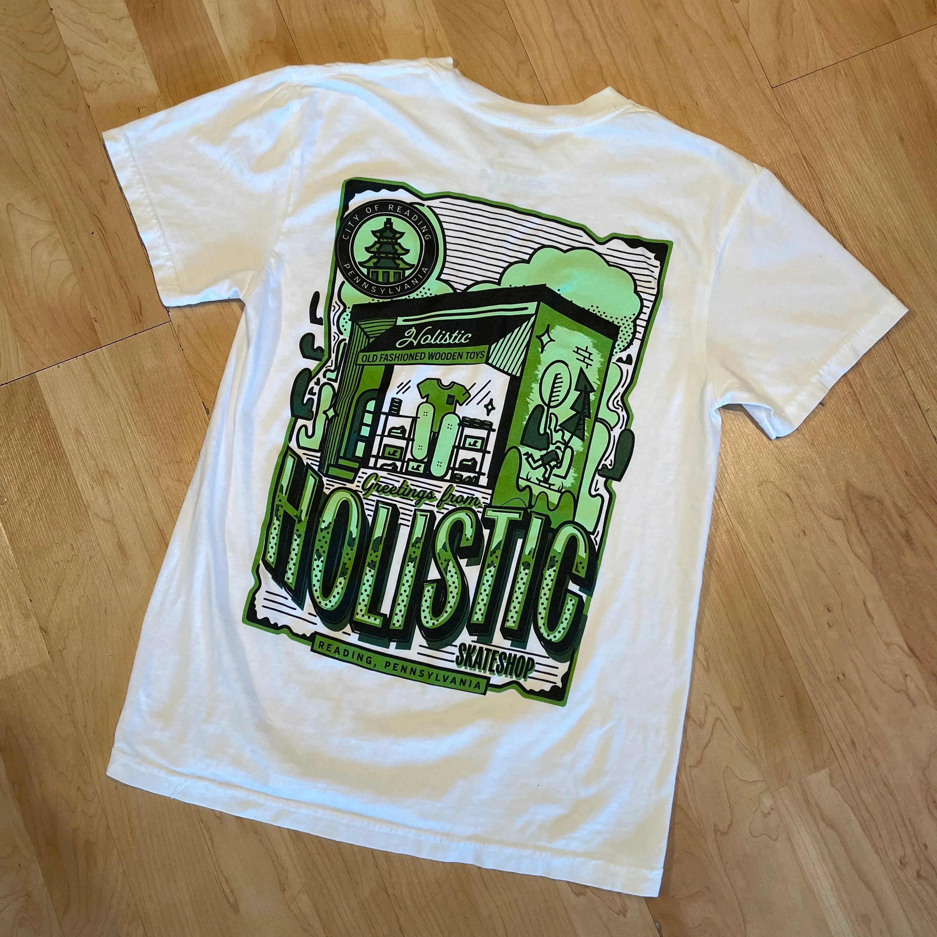 Holistic Postcard Tee - White Green