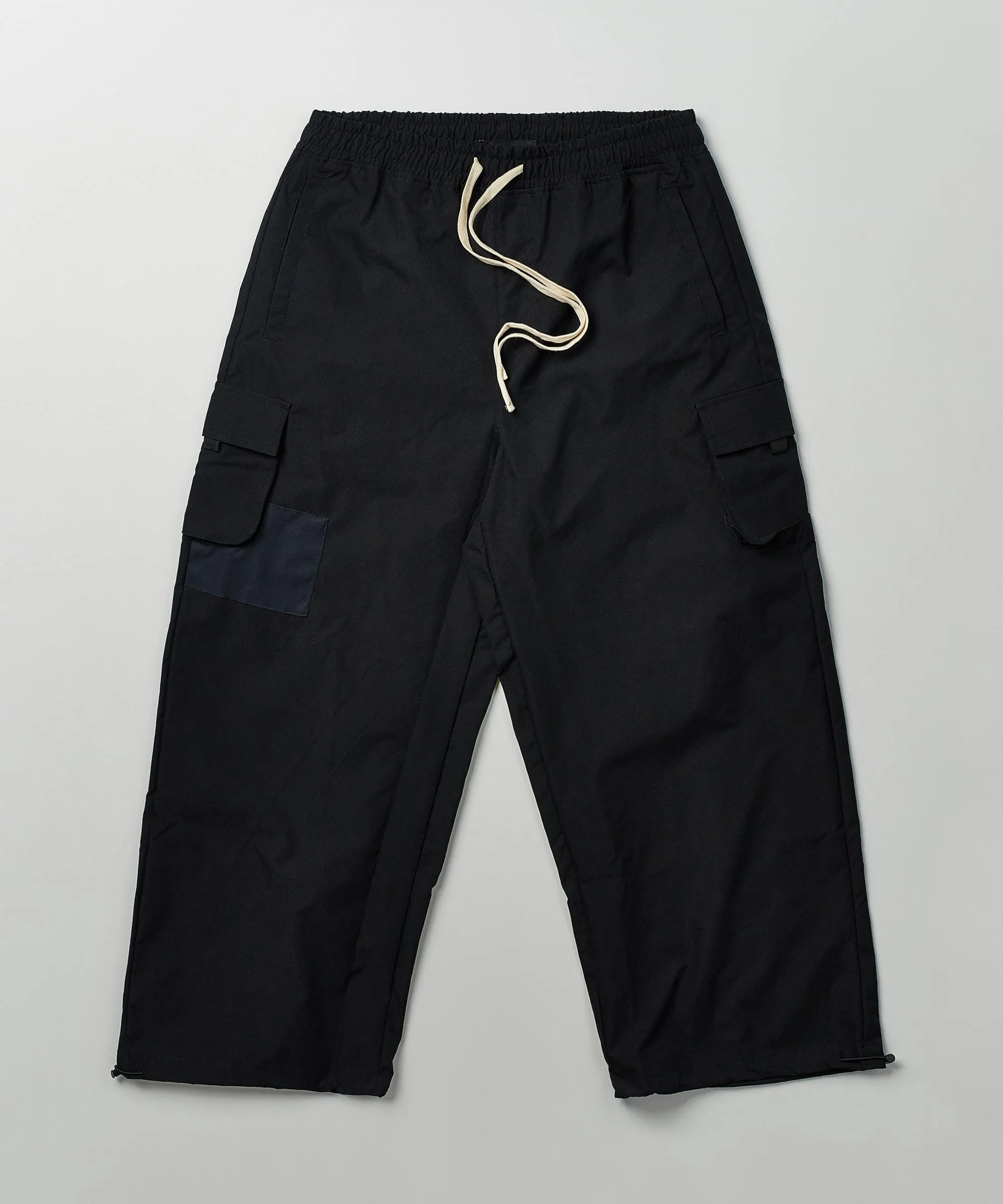 Infantry Parachute Wide Leg Nylon Pants - Black