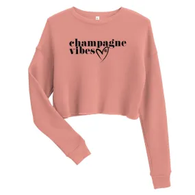 Initialed 'Champagne Vibes' Women's Cropped Sweatshirt