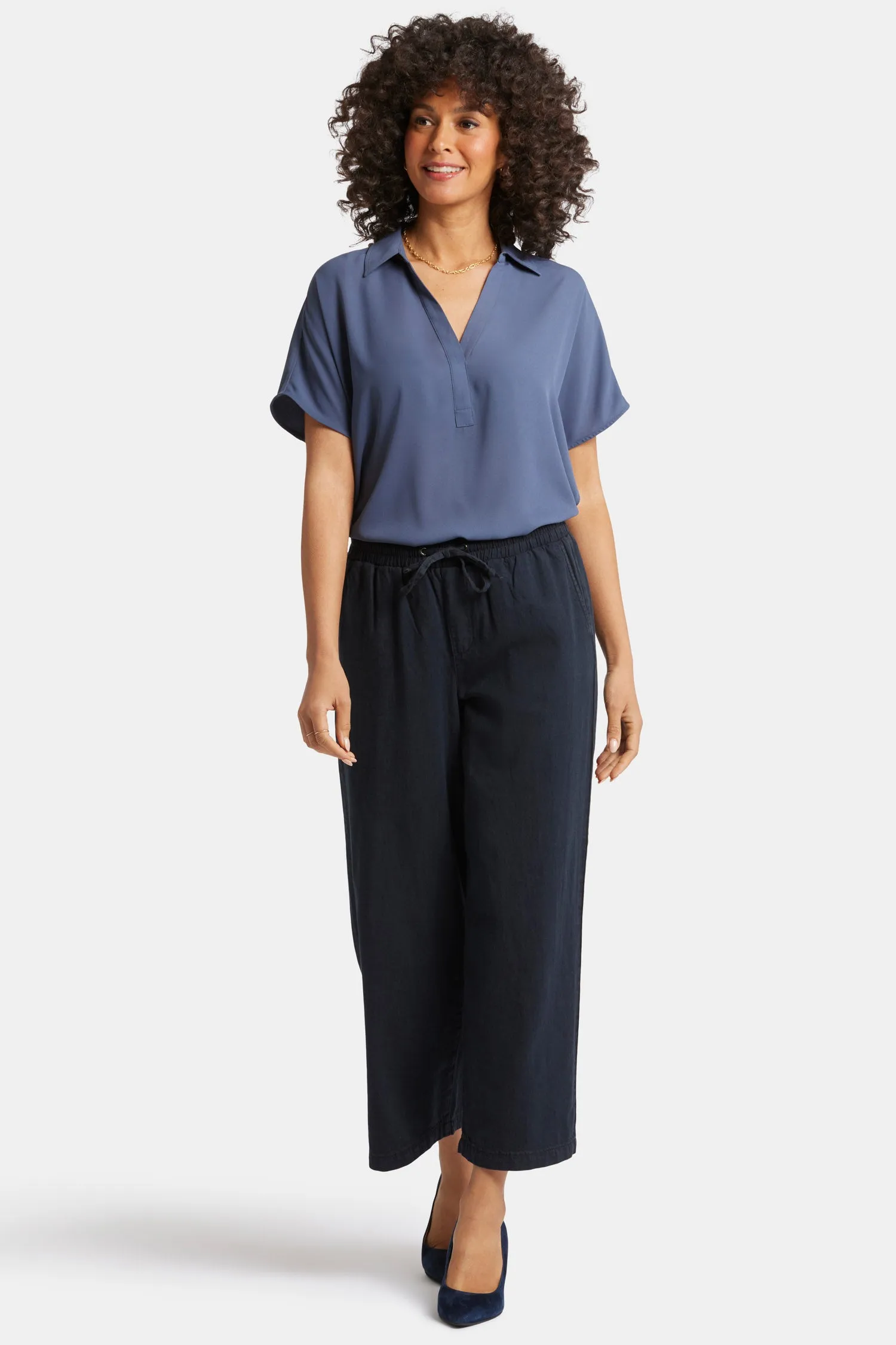 Jayne Pull-On Wide Leg Ankle Pants - Overdye Black