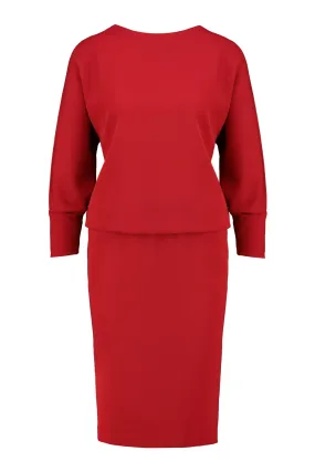 KAEMPFERIA ELEGANT WOOL CREPE RED DRESS