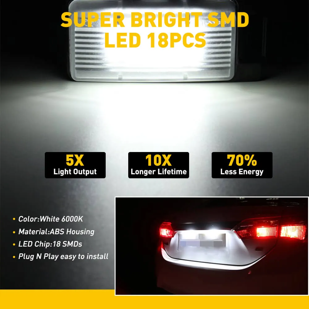 LED License Plate Lights Tag Light Lamp Assembly for Nissan 350Z 370Z GT-R Versa Cube Sentra Versa & Infiniti G25 G35 G37 Q60