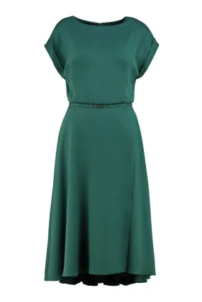 LEIBNITZIA EMERALD GREEN SILK DRESS WITH THE BELT