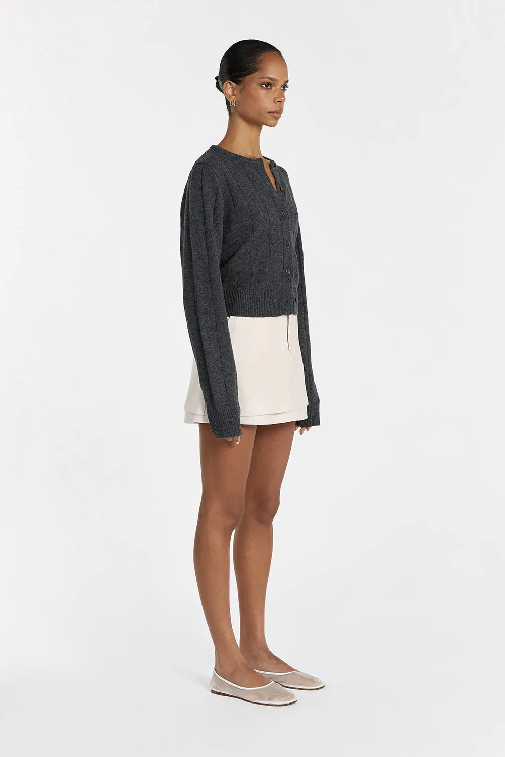 LEVI CHARCOAL MARLE KNIT CARDIGAN