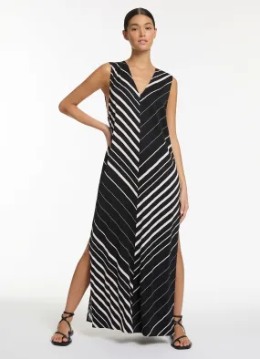 Lunar Stripe Sleeveless Maxi Kaftan - Black/Chalk