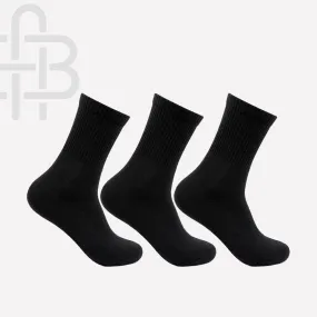 Men Cushioned Black Joggers Crew Length Sports Socks- Pack of 3