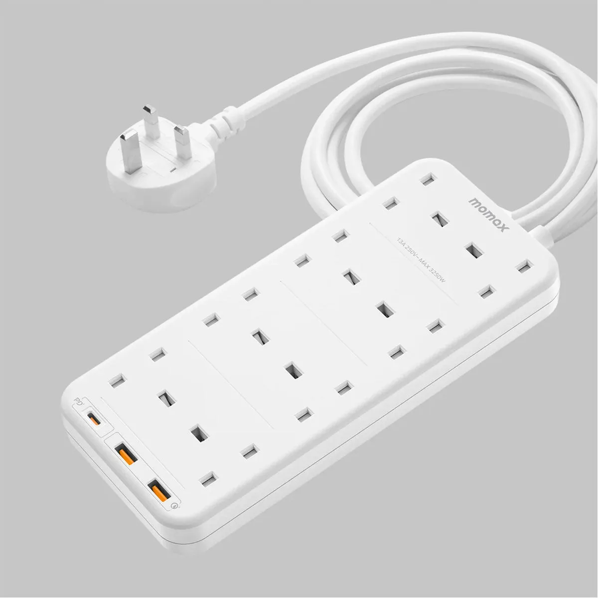 Momax ONEPLUG 8-Outlet Power Strip with USB (US5UK)