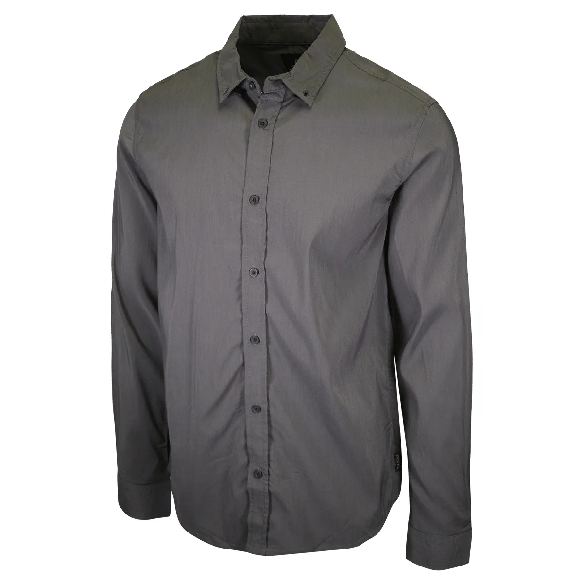 prAna Men's Dark Grey Solid L/S Woven Shirt (S66)