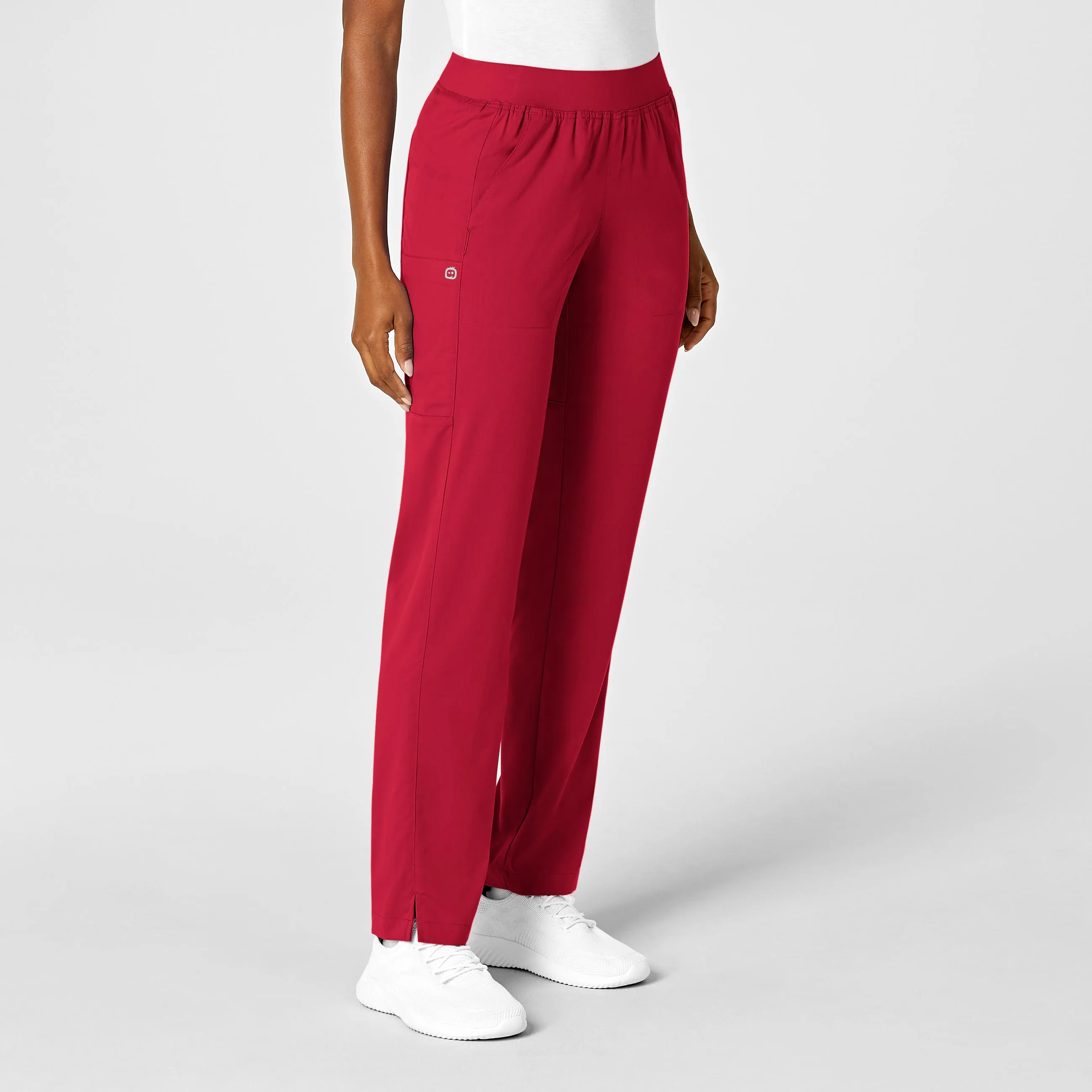 PRO Women's Knit Waist Cargo Scrub Pant - Red