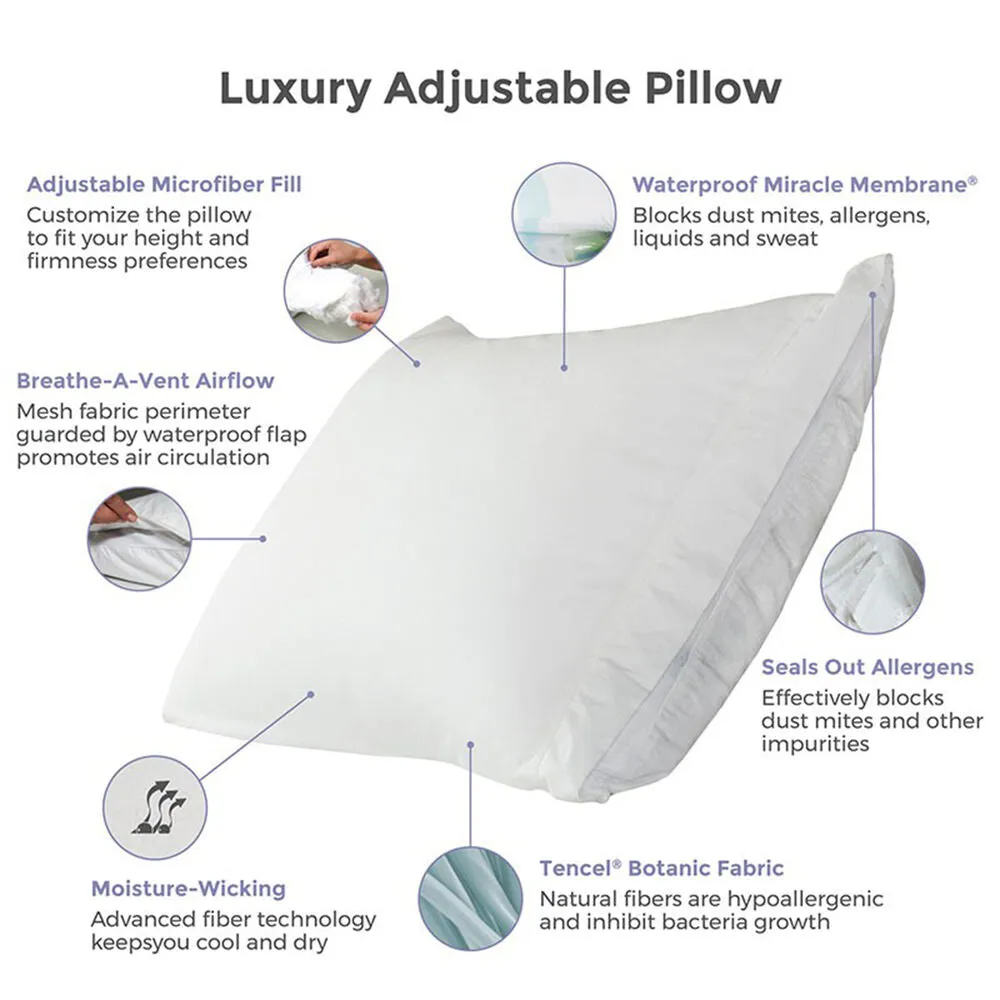 Protect-A-Bed Adjustable Fill Luxury Waterproof Tencel Lyocell Pillow