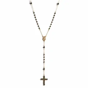 Saint Mia Rosary Style Necklace - Mystic Black Pearl