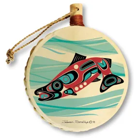 Salmon Run - Holiday Drum Ornament