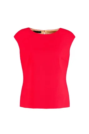 SALVIA CORAL RED WOOL CREPE BLOUSE