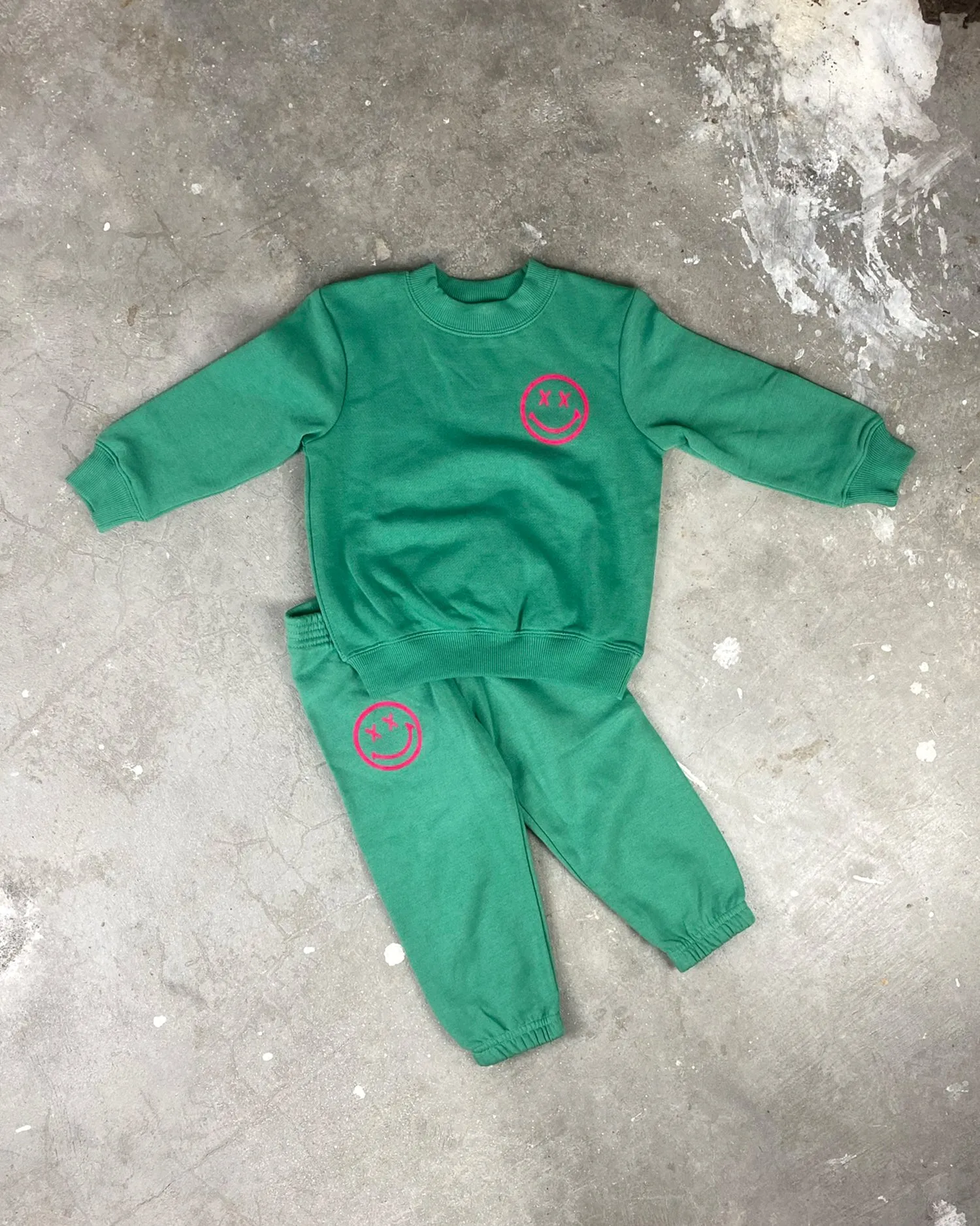 Smiley Sweatpants – Green   Pink