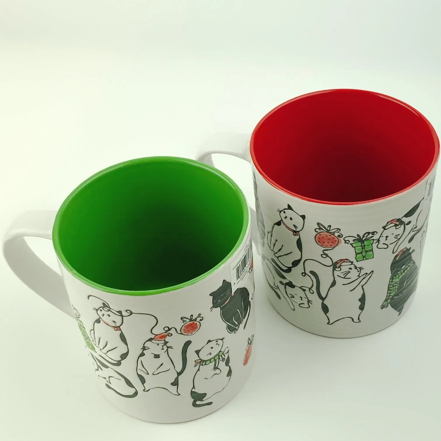 Spectrum Blue Sky 2 PC Set Charming Cat Holiday Mug 18 oz