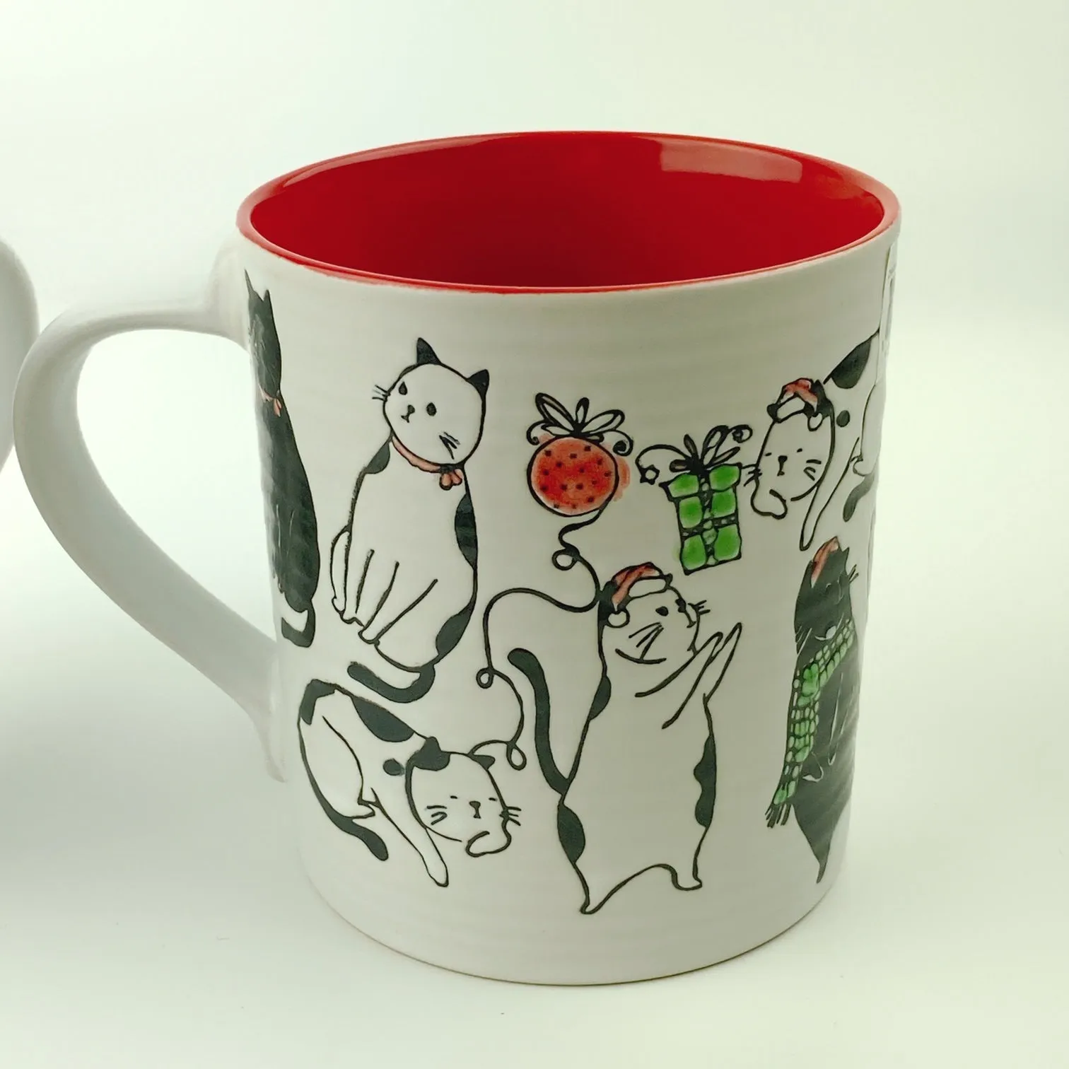 Spectrum Blue Sky 2 PC Set Charming Cat Holiday Mug 18 oz