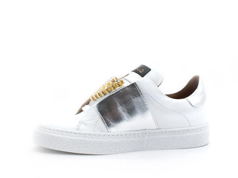 VIA ROMA 15 Saint Barth Sneaker V Strass Bianco Argento 3608