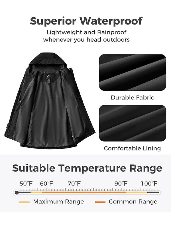 Women's Lightweight Rain Jackets Waterproof Rain Trench Coats Long Raincoat with Hood