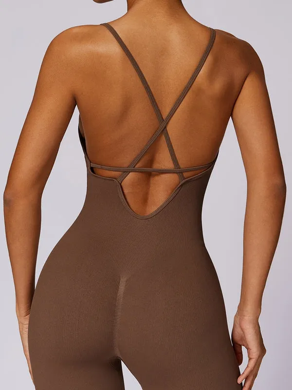 ZASUWA Female Cross Back Scrunch Bum Seamless Jumpsuit