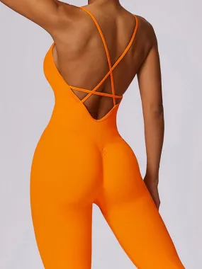 ZASUWA Female Cross Back Scrunch Bum Seamless Jumpsuit